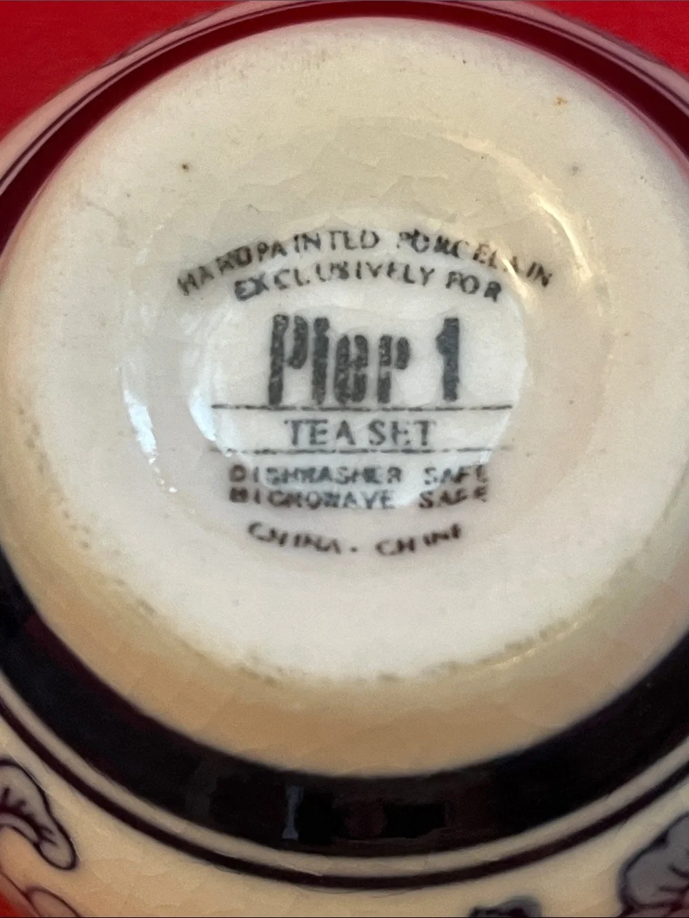 Pier 1 Handpainted Porcelain Tea Cups – Blue and White Floral – Set of 2